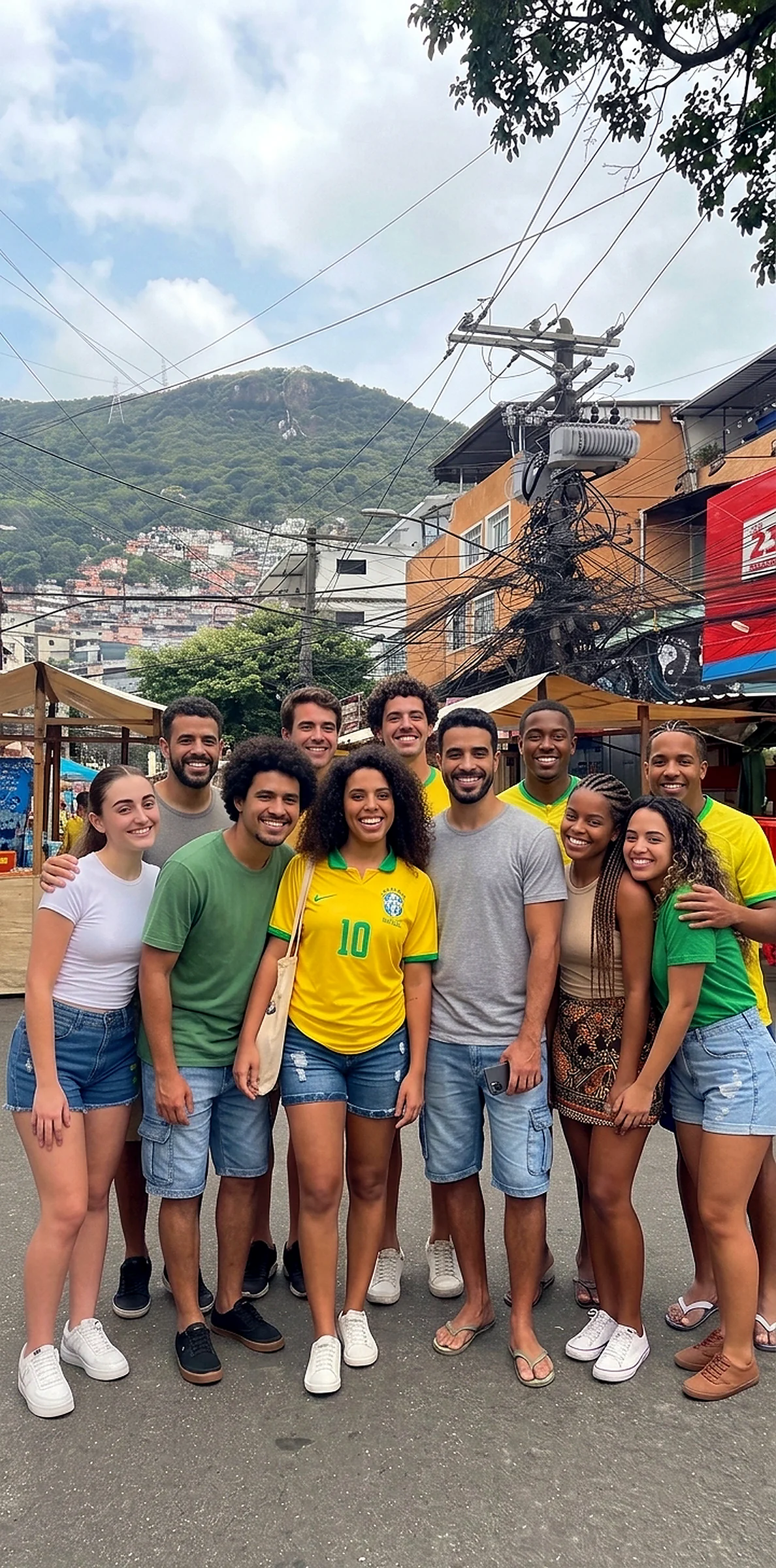 Grupo de visitantes no tour da Rocinha